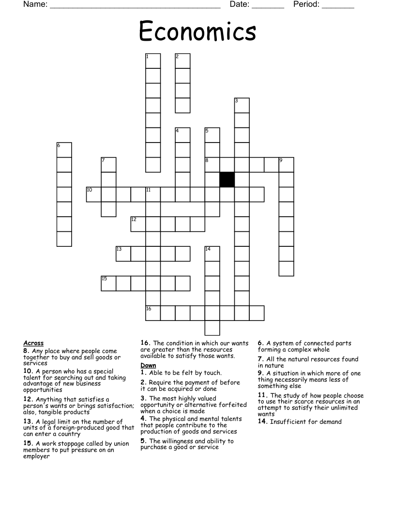 Economics  Crossword