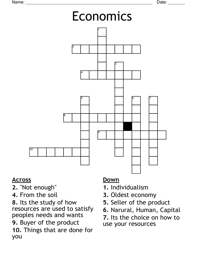 Economics  Crossword
