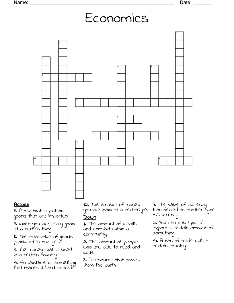 Economics  Crossword