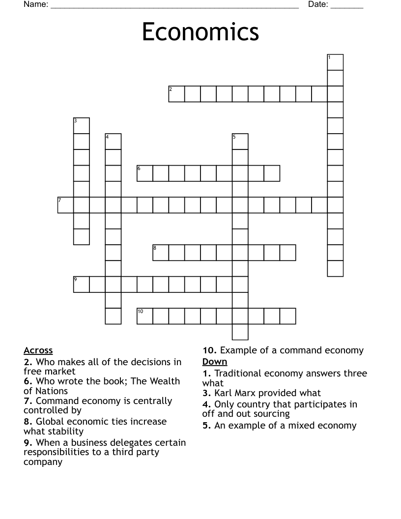 Economics  Crossword