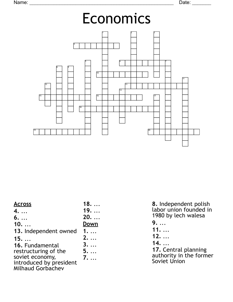 Economics  Crossword