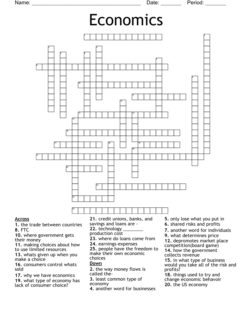 Economics  Crossword