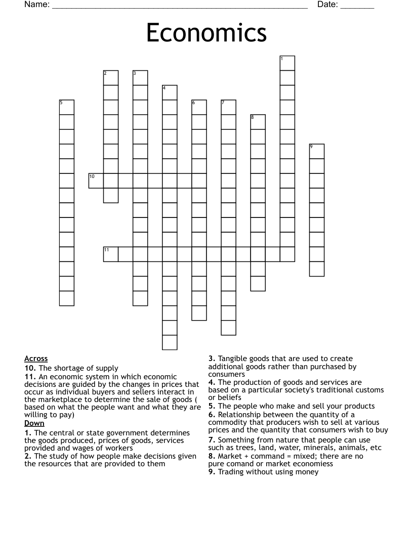 Economics  Crossword