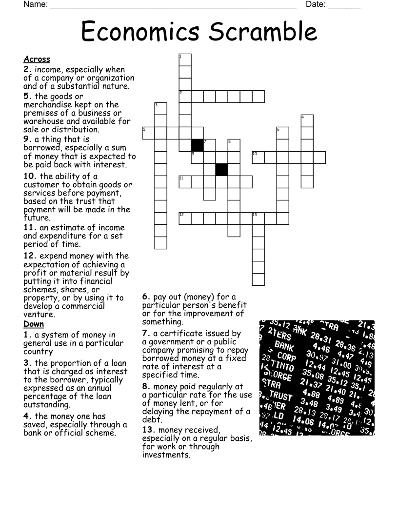 Economics Scramble Crossword