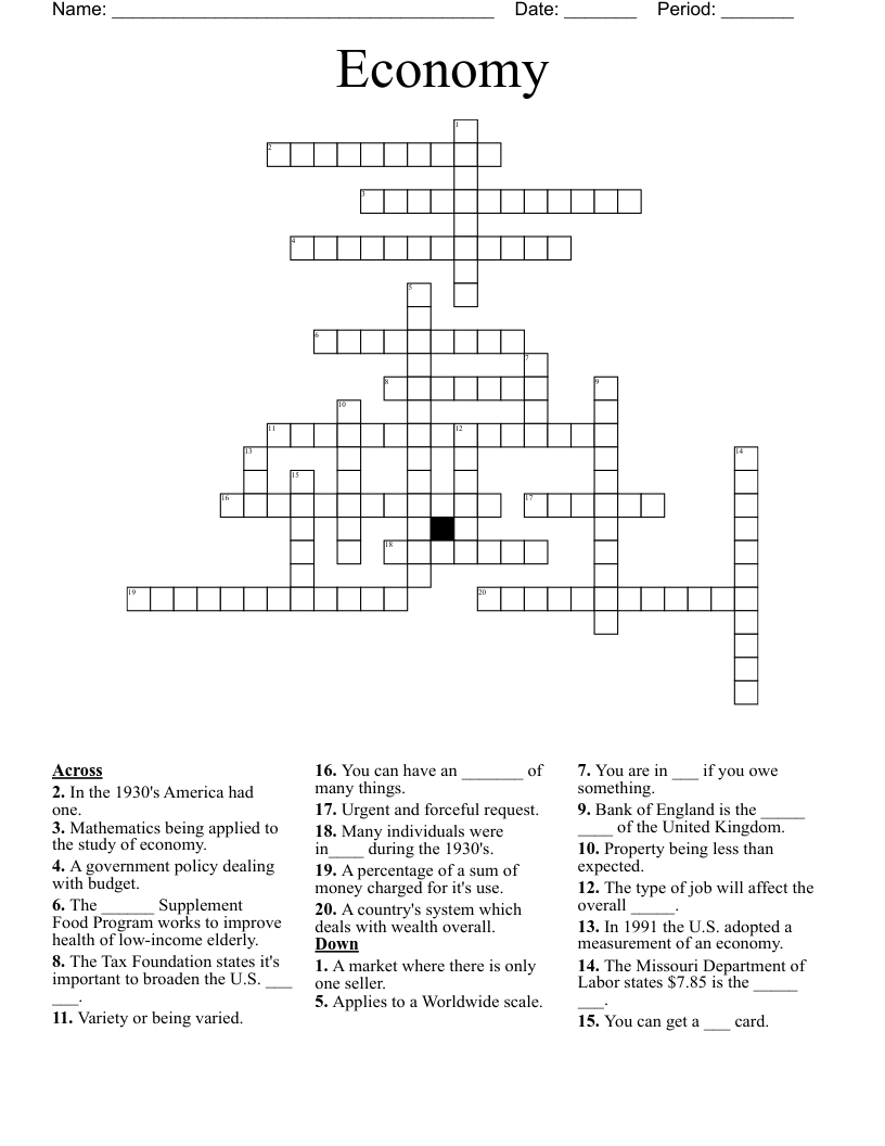 Economy Crossword
