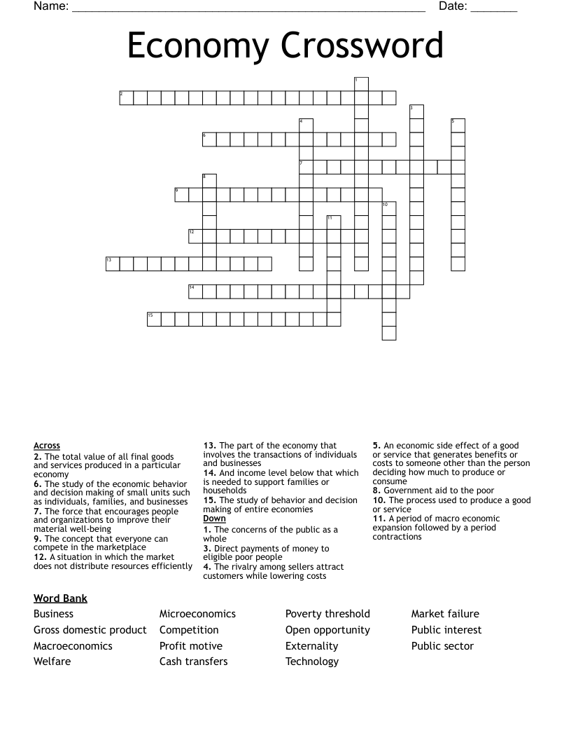 Economy Crossword 