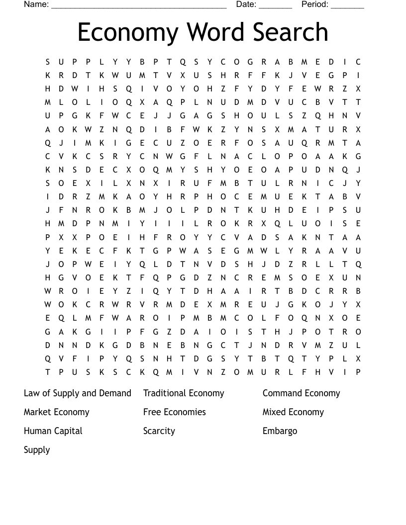Economy Word Search