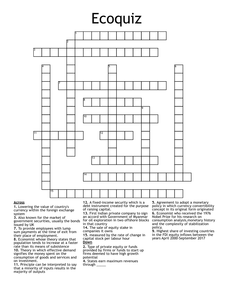 Ecoquiz Crossword