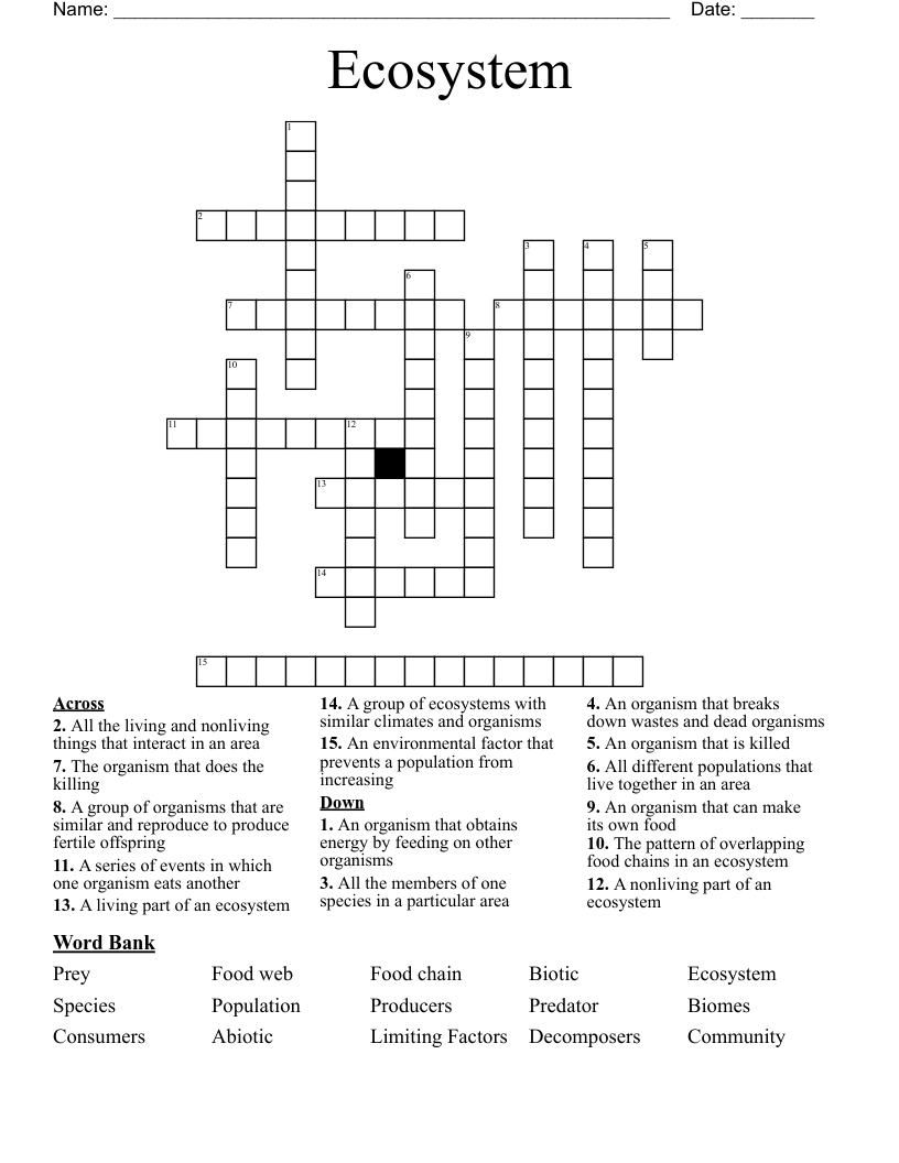 Ecosystem Crossword