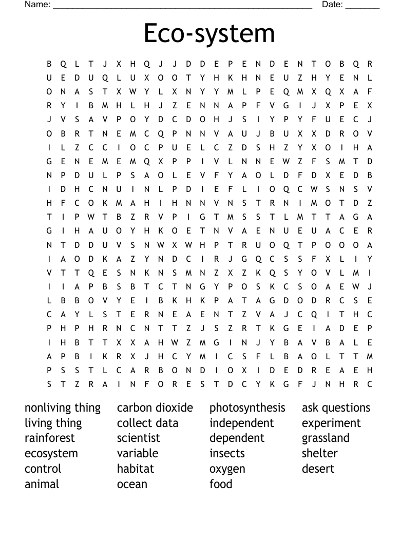 Eco-system Word Search