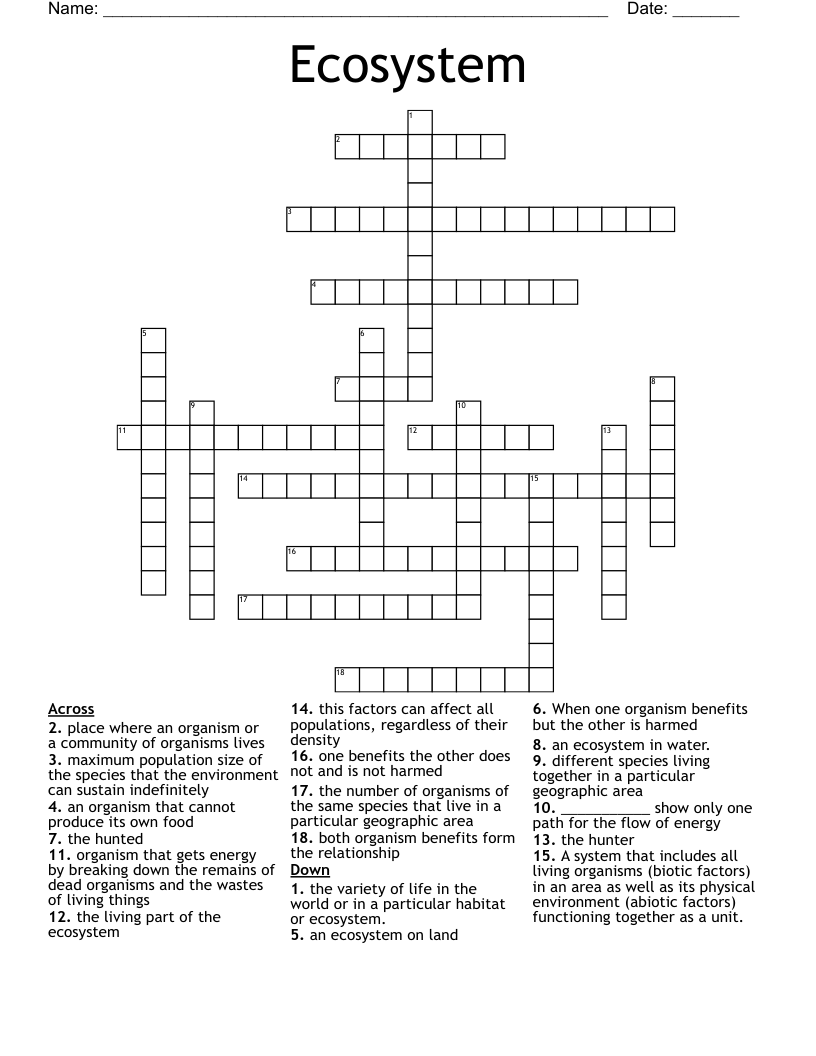 Ecosystem Crossword