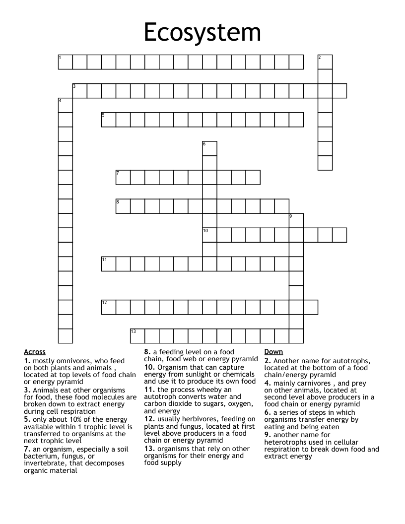 Ecosystem Crossword