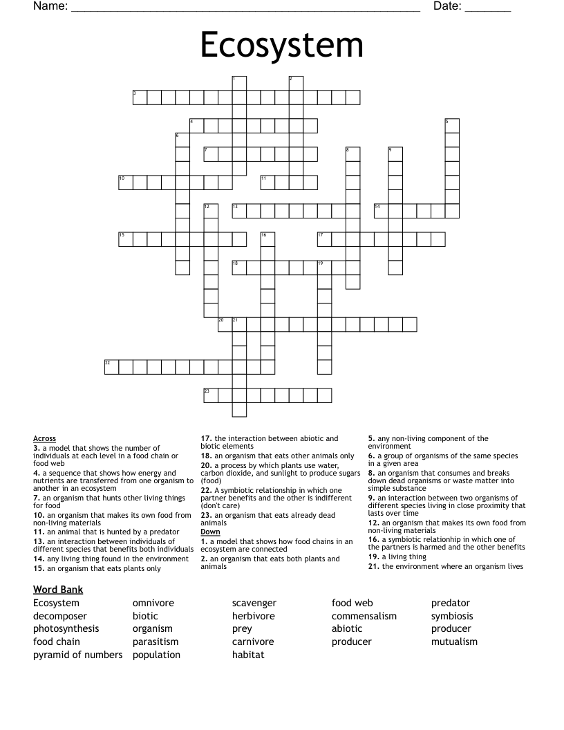 Ecosystem Crossword