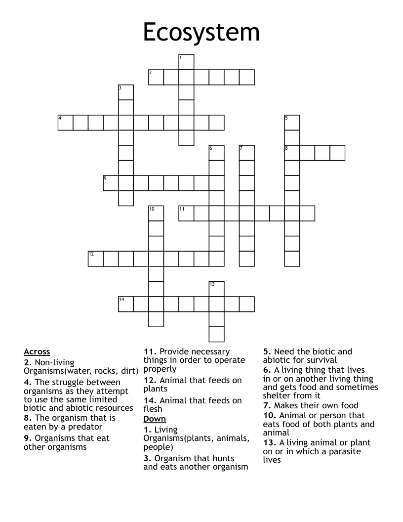 Ecosystem Crossword