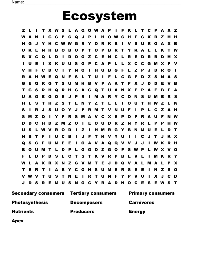 Ecosystem Word Search