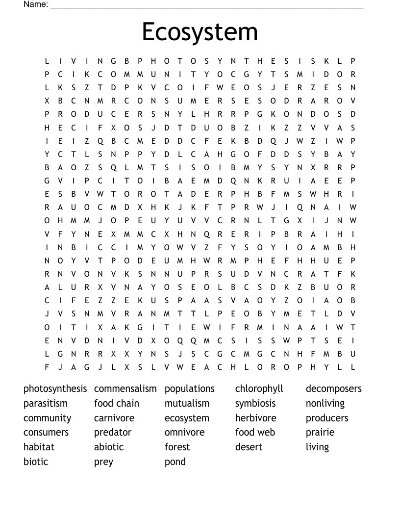 Ecosystem Word Search