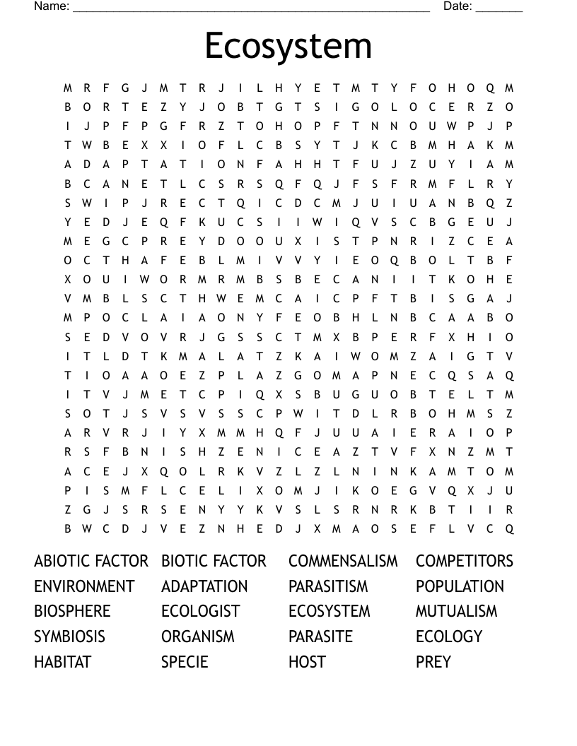Ecosystem Word Search