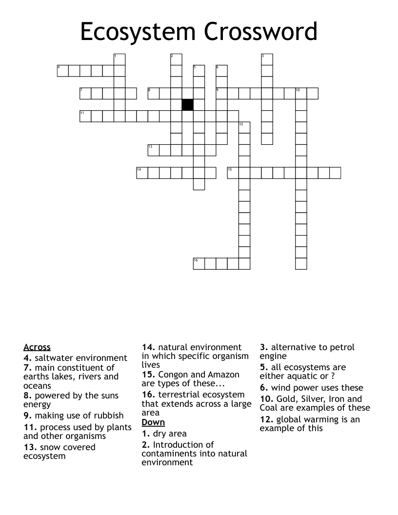 Ecosystem Crossword