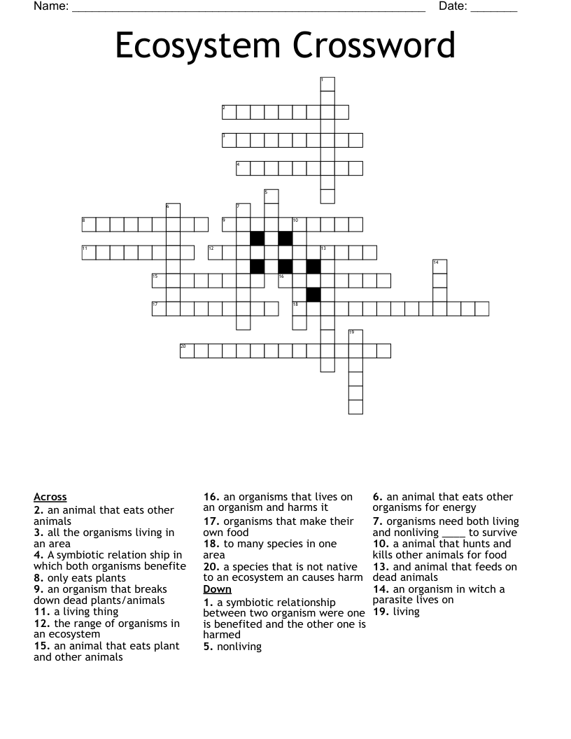 Ecosystem Crossword 