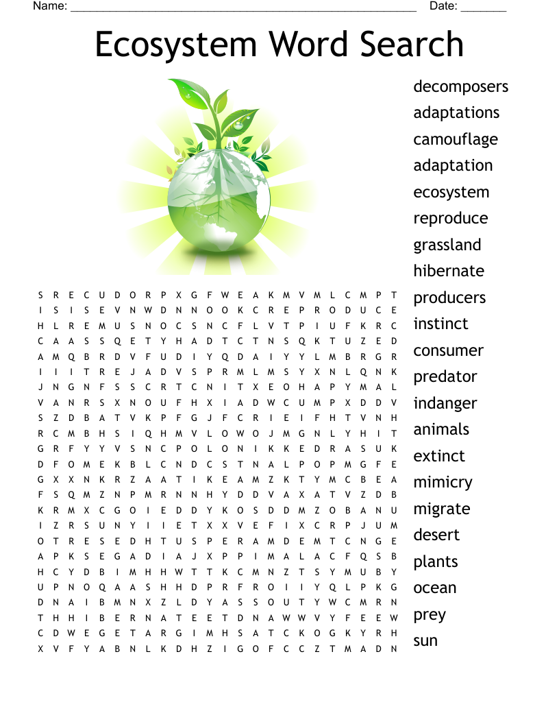 Ecosystem Word Search