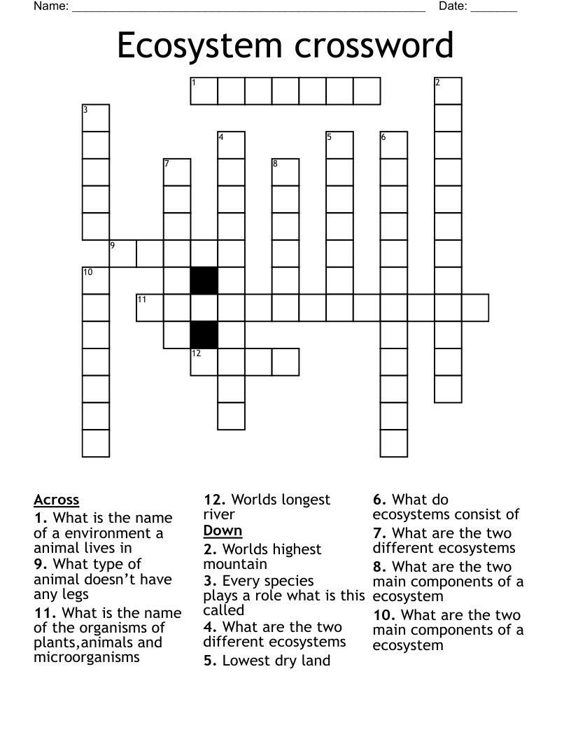 Ecosystem crossword 