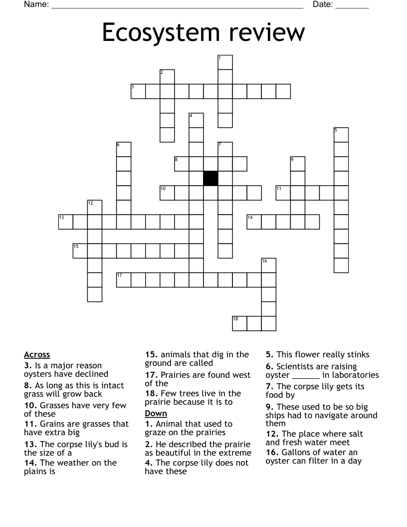Ecosystem review  Crossword