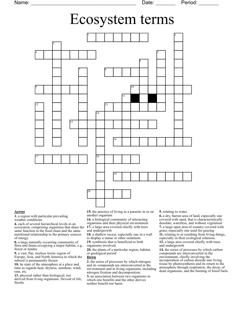 Ecosystem terms Crossword
