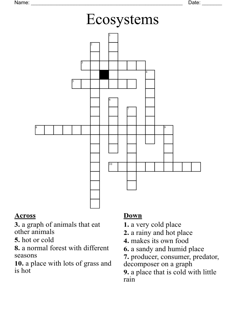 Ecosystems Crossword
