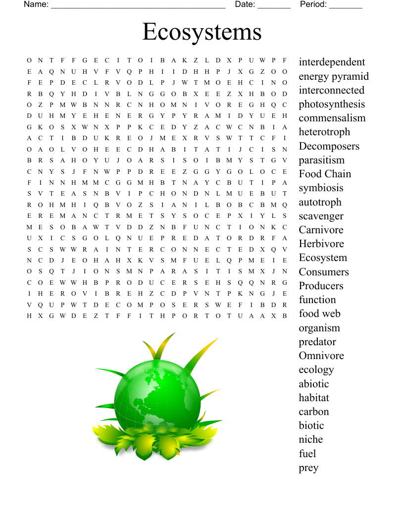 Ecosystems Word Search