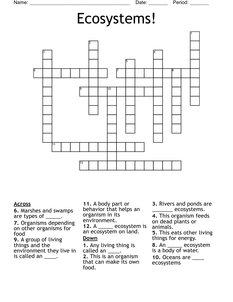 Ecosystems! Crossword