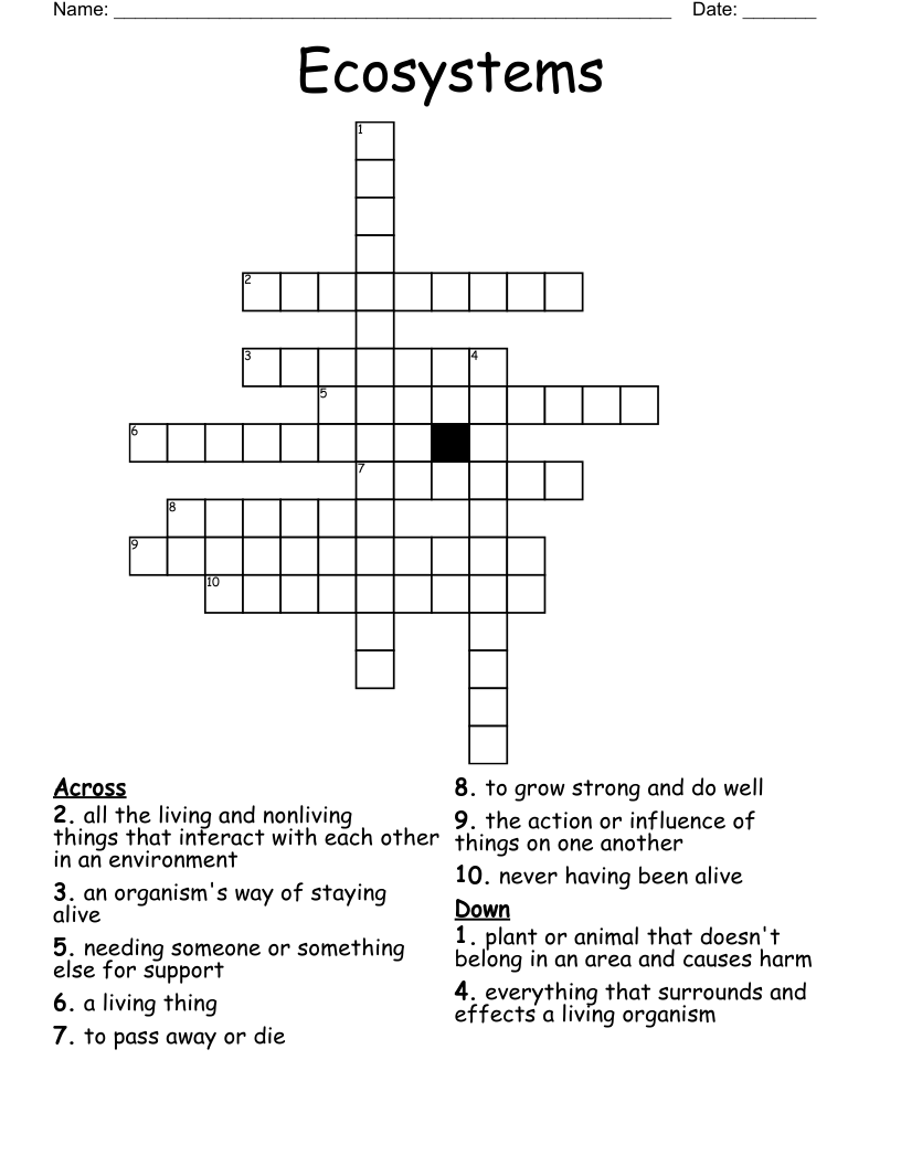 Ecosystems Crossword