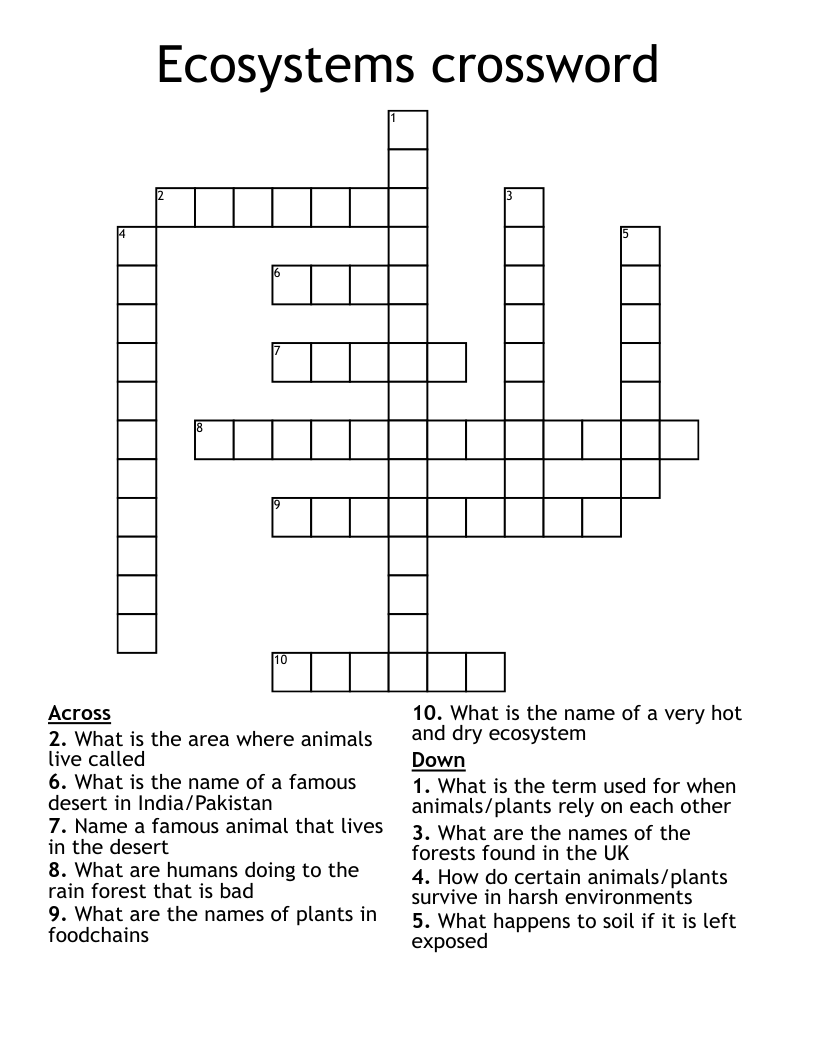 Ecosystems crossword