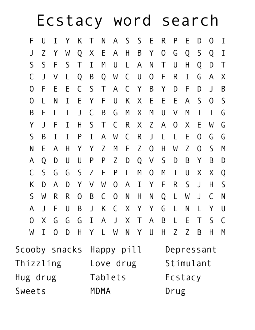 Ecstacy word search 