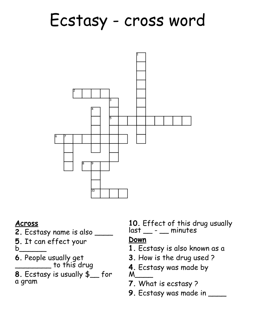 Ecstasy - cross word 