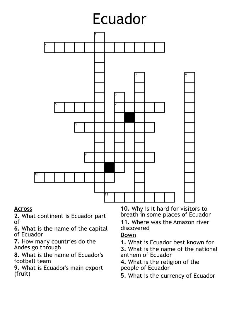 Ecuador Crossword