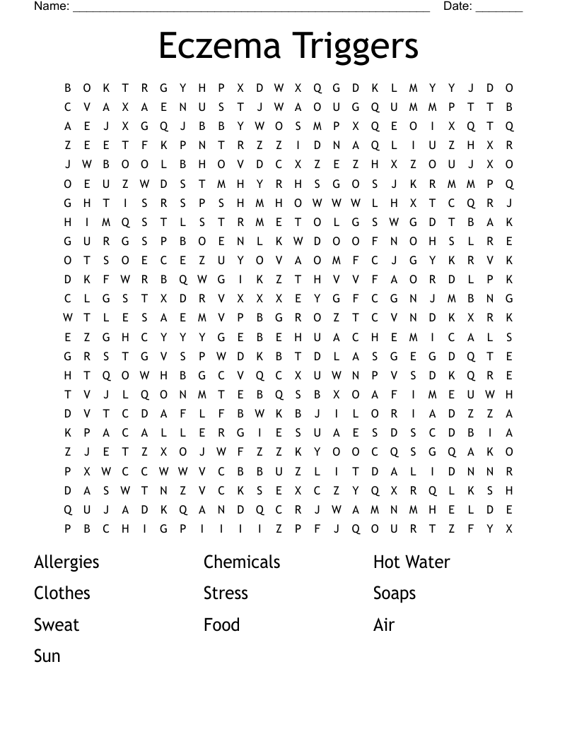 Eczema Triggers Word Search