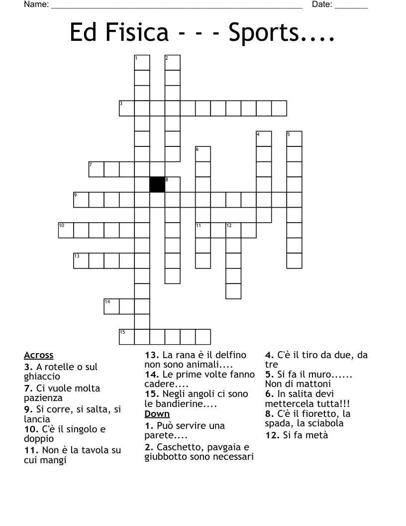 Ed Fisica - - -  Sports....  Crossword