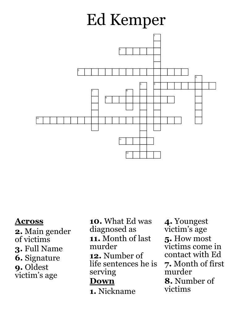Ed Kemper Crossword
