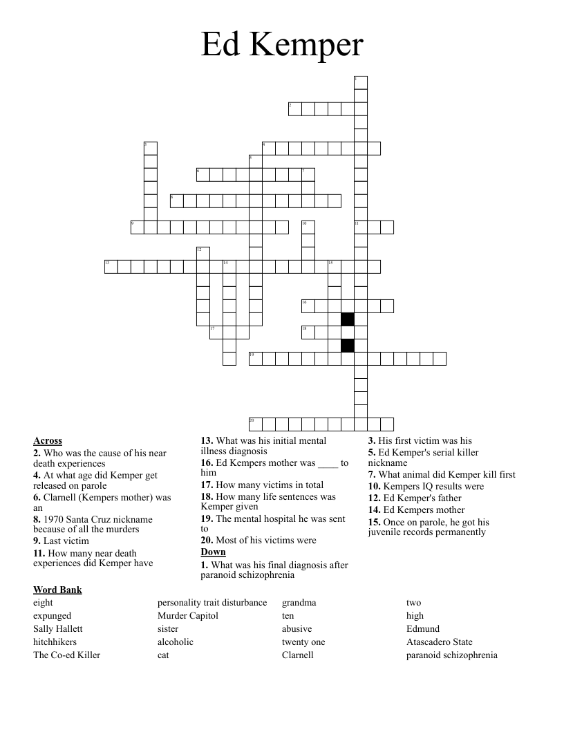 Ed Kemper Crossword