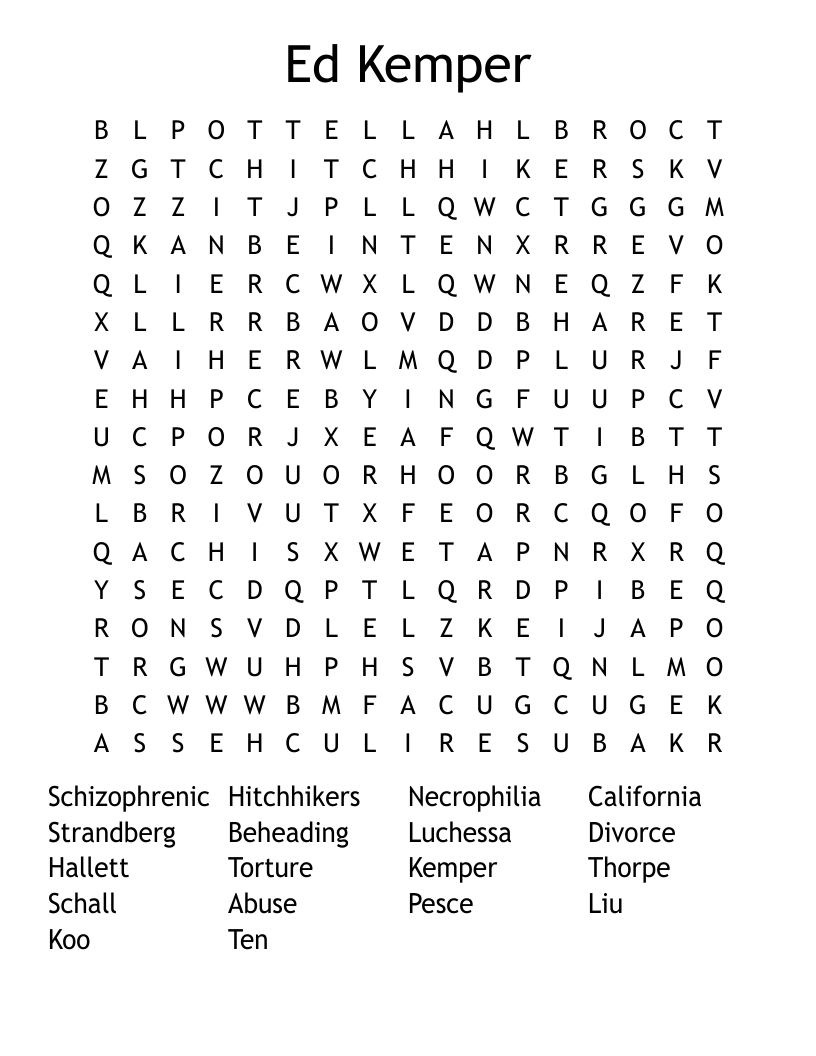 Ed Kemper  Word Search