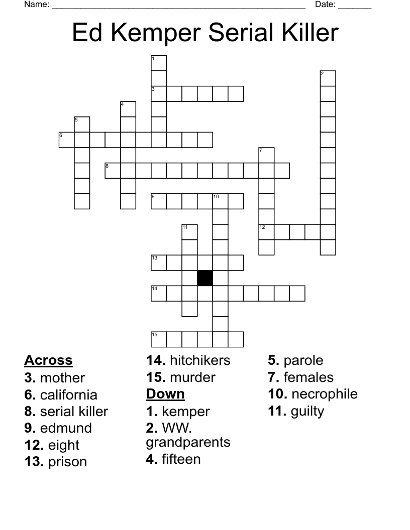Ed Kemper  Serial Killer Crossword
