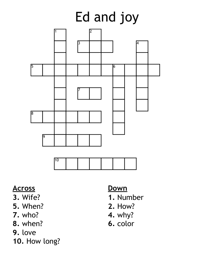 Ed and joy Crossword