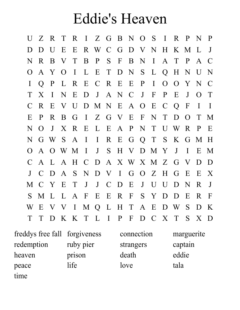 Eddie's Heaven Word Search