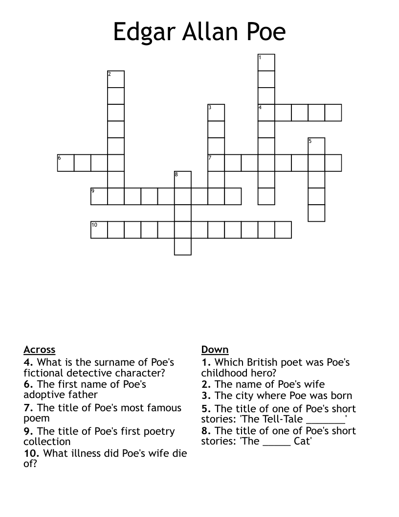 Edgar Allan Poe Crossword
