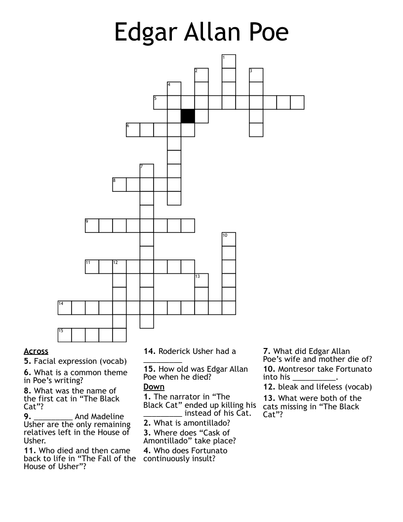 Edgar Allan Poe Crossword