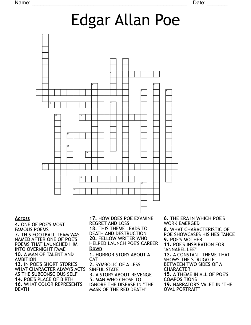 Edgar Allan Poe Crossword