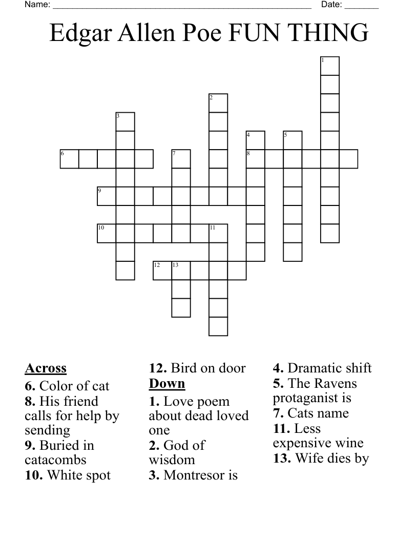 Edgar Allen Poe FUN THING Crossword
