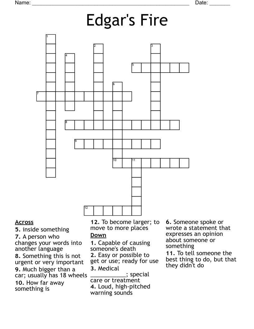 Edgar's Fire Crossword