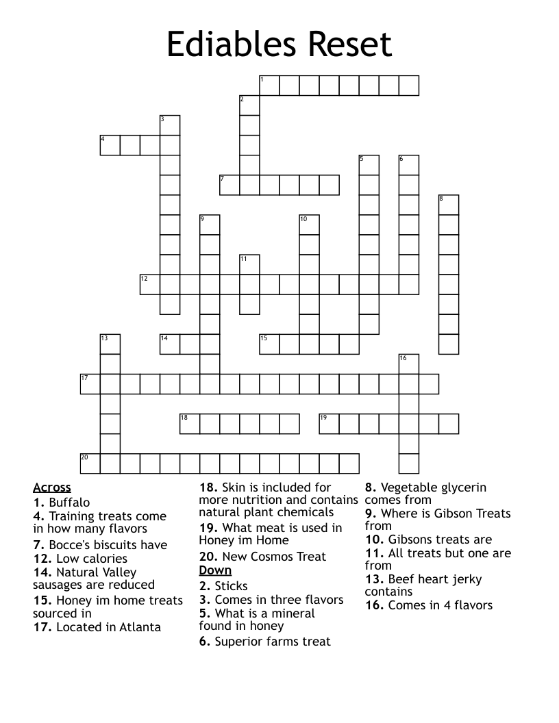 Ediables Reset  Crossword