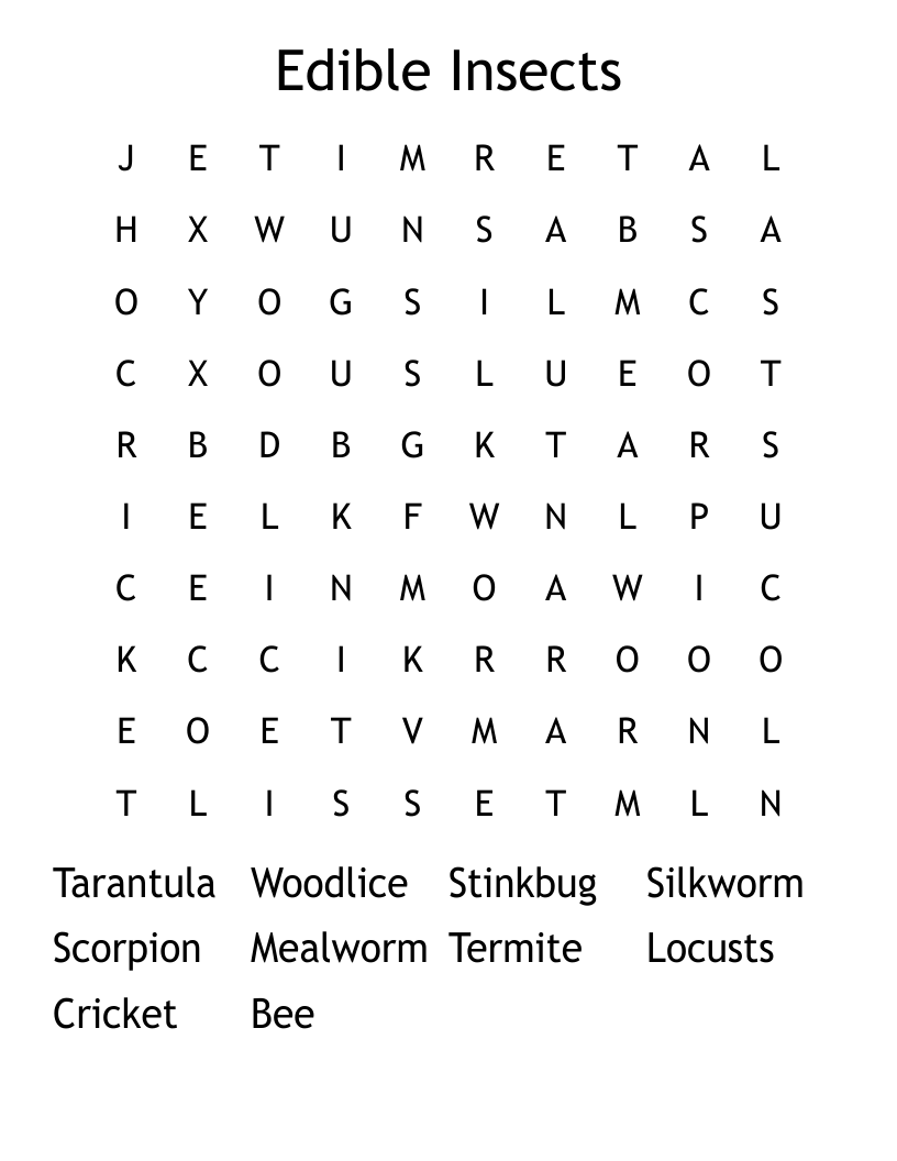 Edible Insects Word Search